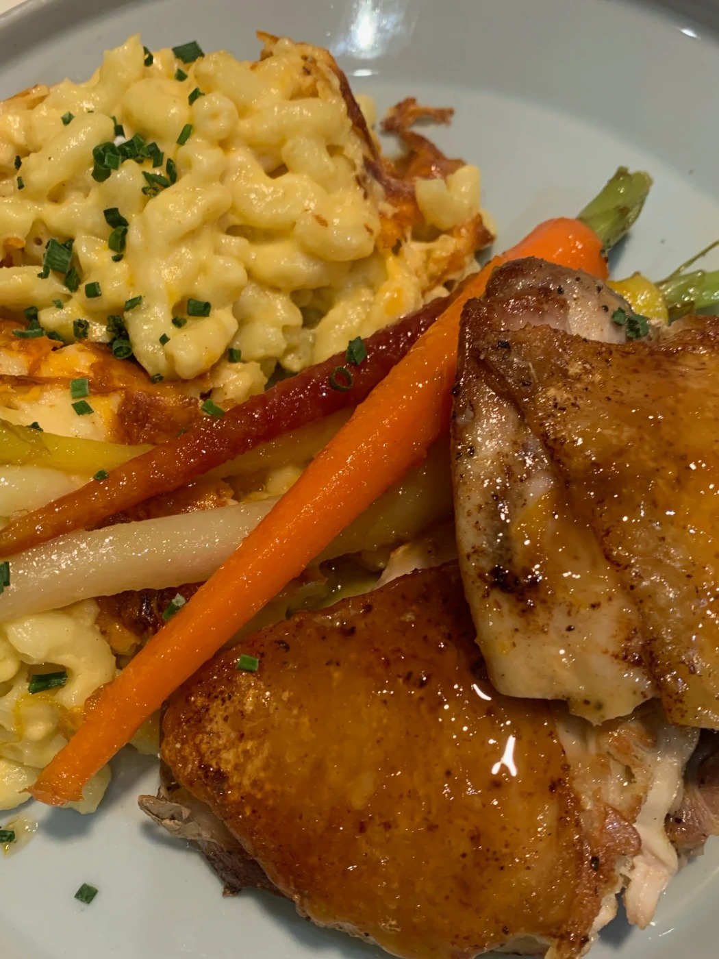southern mac, citrus glazed carrots, honey lemon ginger chicken.jpeg southern mac, citrus glazed carrots, honey lemon ginger chicken.jpeg