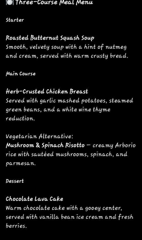 Continental menu