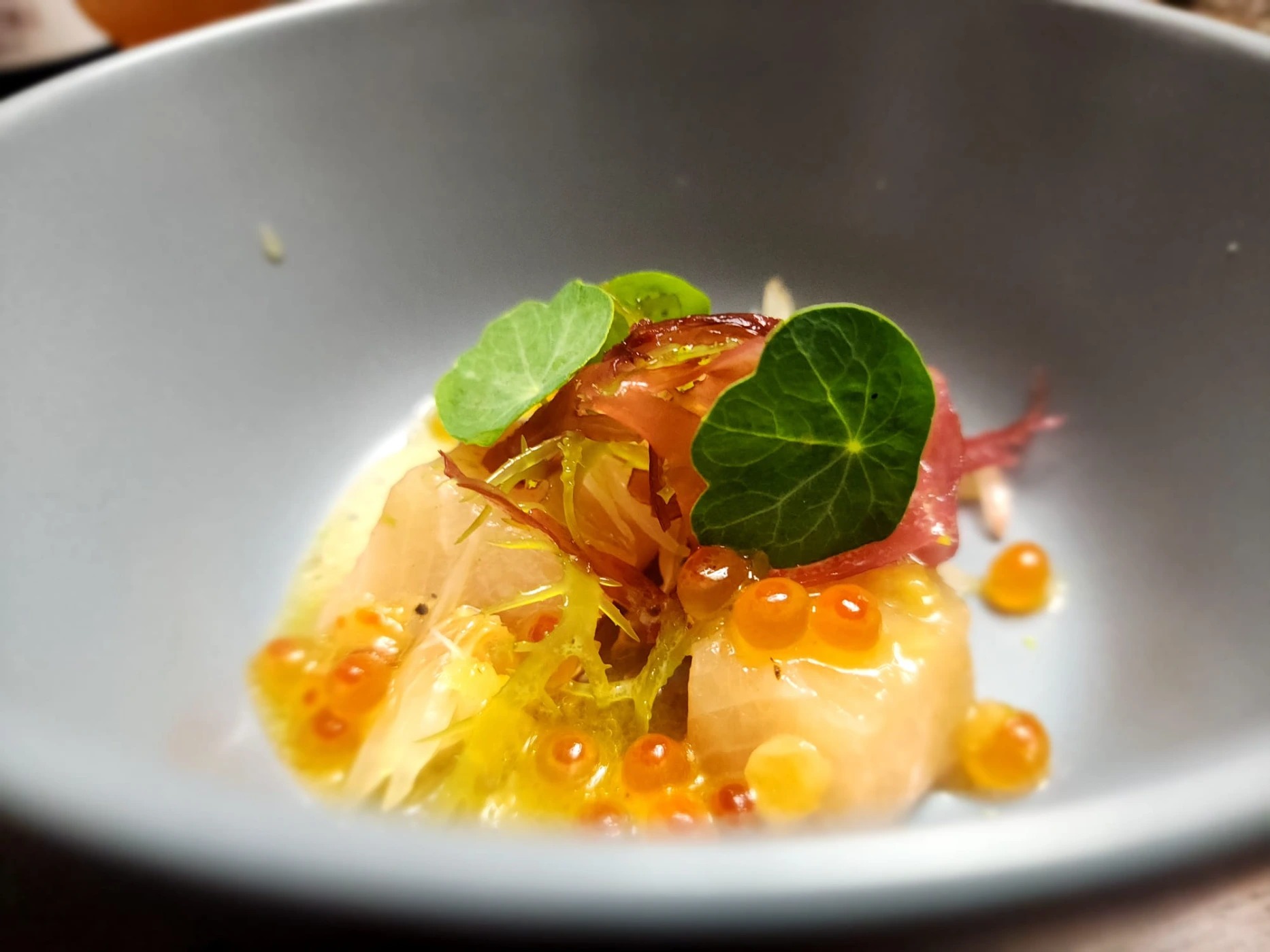 cured Hamachi with salmon roe and pomelo.jpg