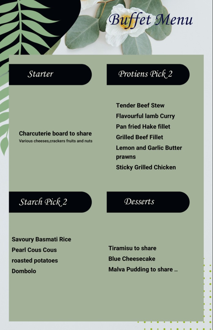 Sunday lunch Menu