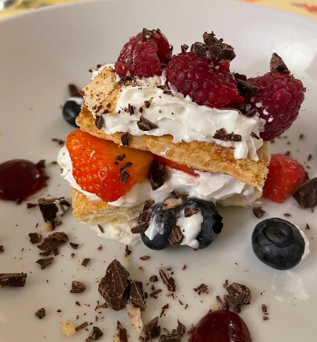 Millefoglie, forest fruit, homemade 70% dark chocolate and chantilly.jpeg