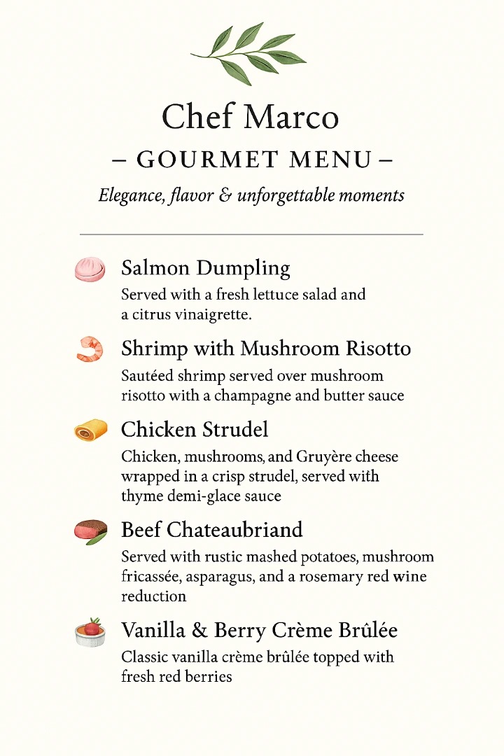 Savor & Art – French Fusion Menu