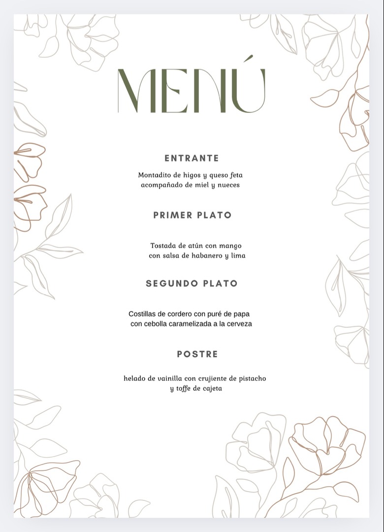 Menu noche
