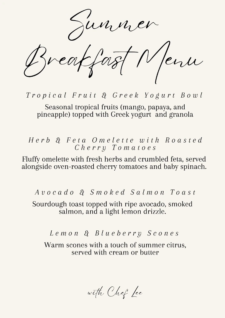 Summer Breakfast Menu