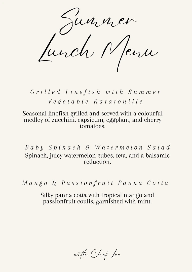 Summer Lunch Menu