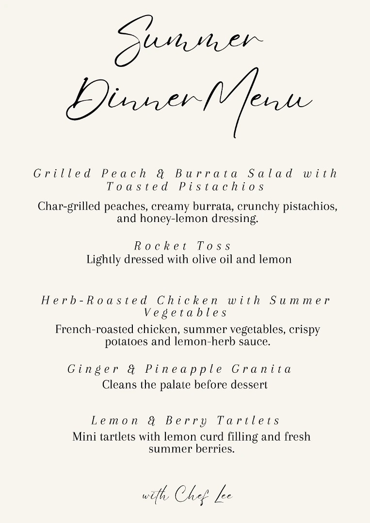 Summer Dinner Menu