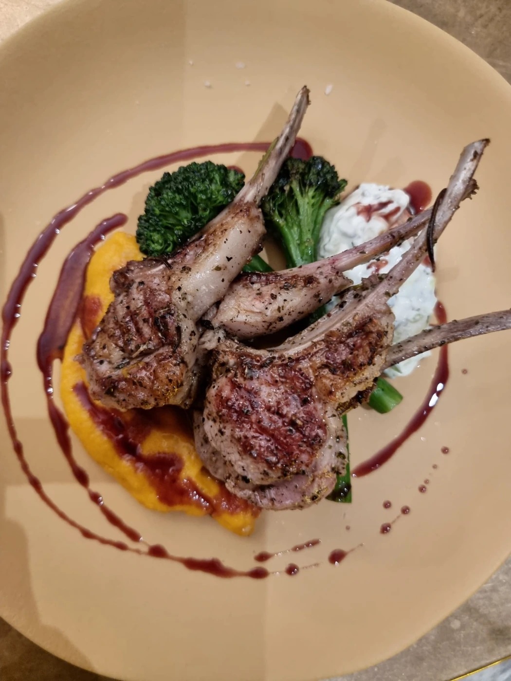 Lamb cutlets on almond and carrots puree.jpg