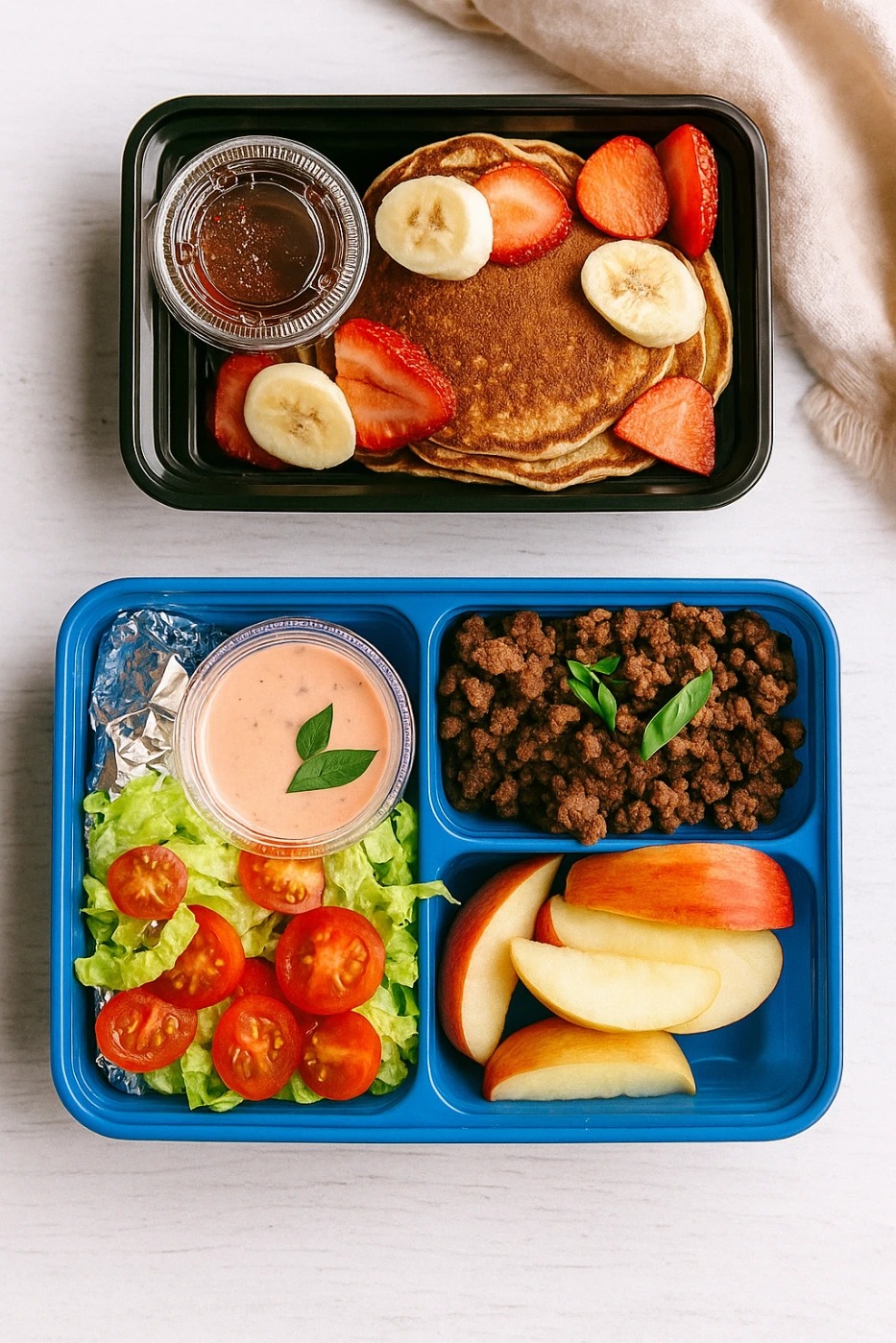 Breakfast and Lunch Meal Prep Photo - Pancakes & Tacos.png