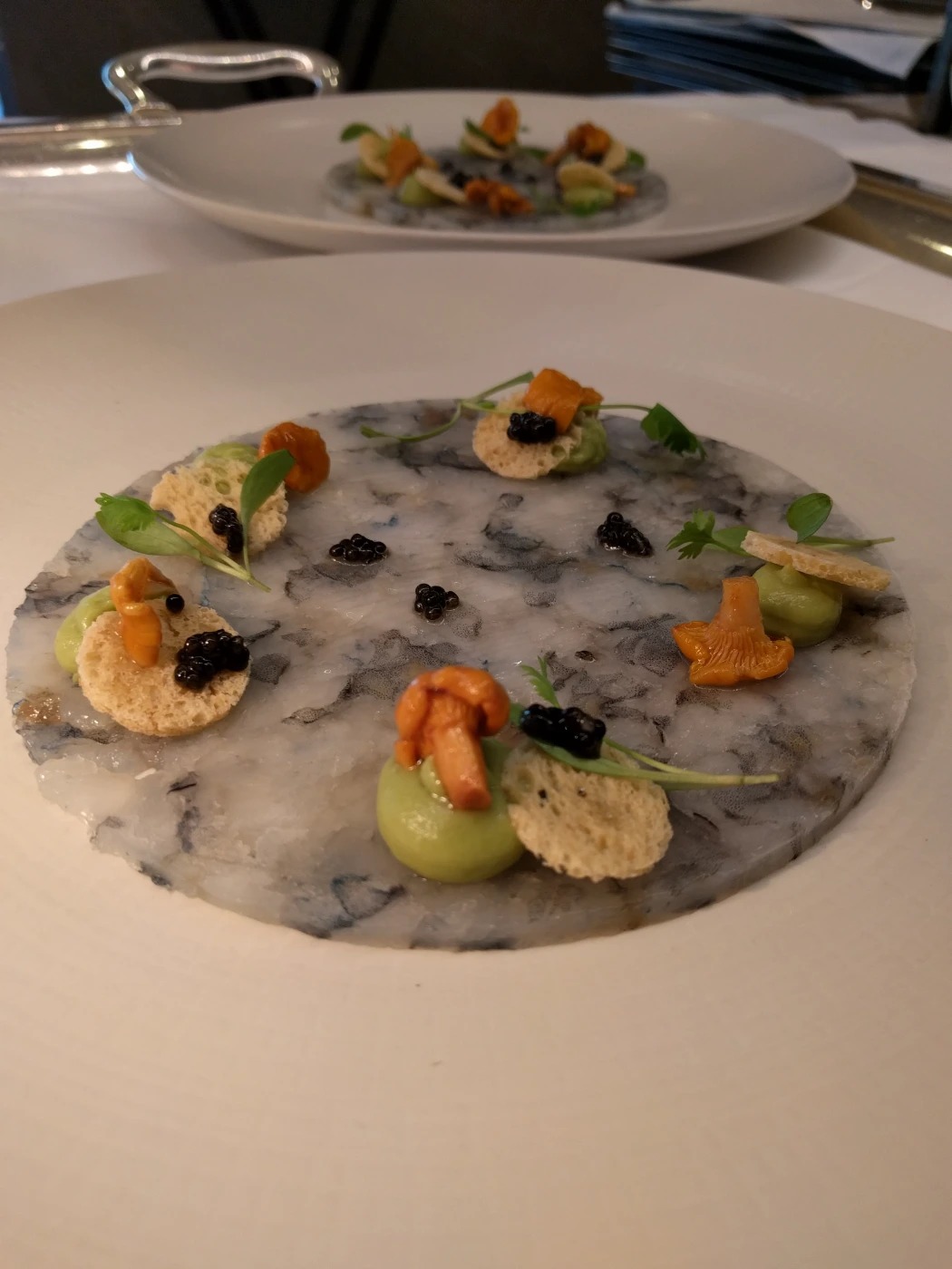 Карпачио от Сини Скариди от Нова Каледония, Мус от Авокадо и Хайвер.jpg Карпачио от Сини Скариди от Нова Каледония, Мус от Авокадо и Хайвер.jpg