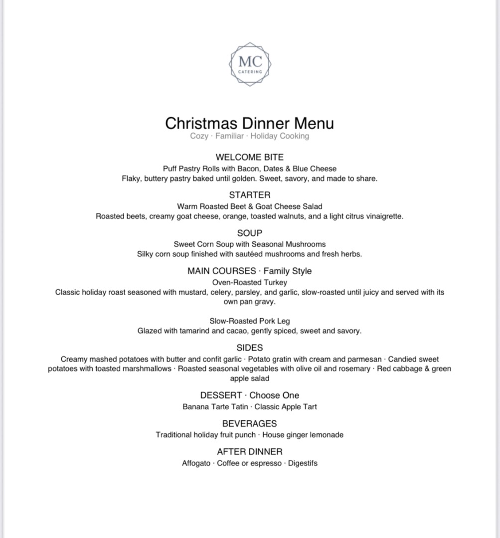Christmas menu
