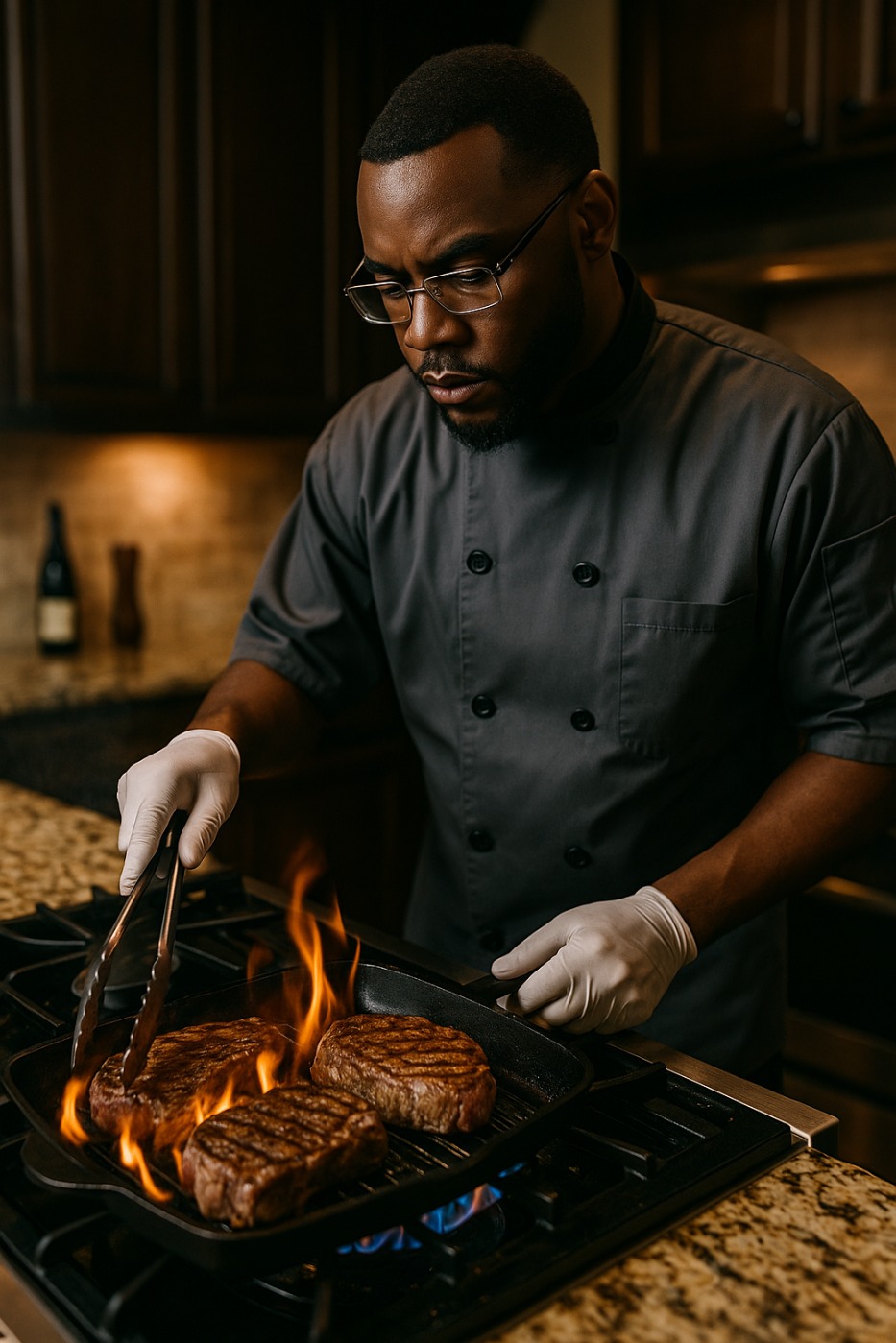 Focused Chef Grilling Steaks.png