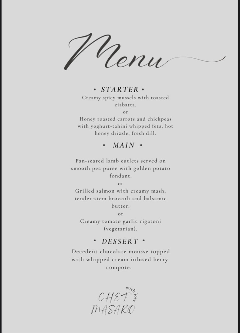 Elegant Three-course menu