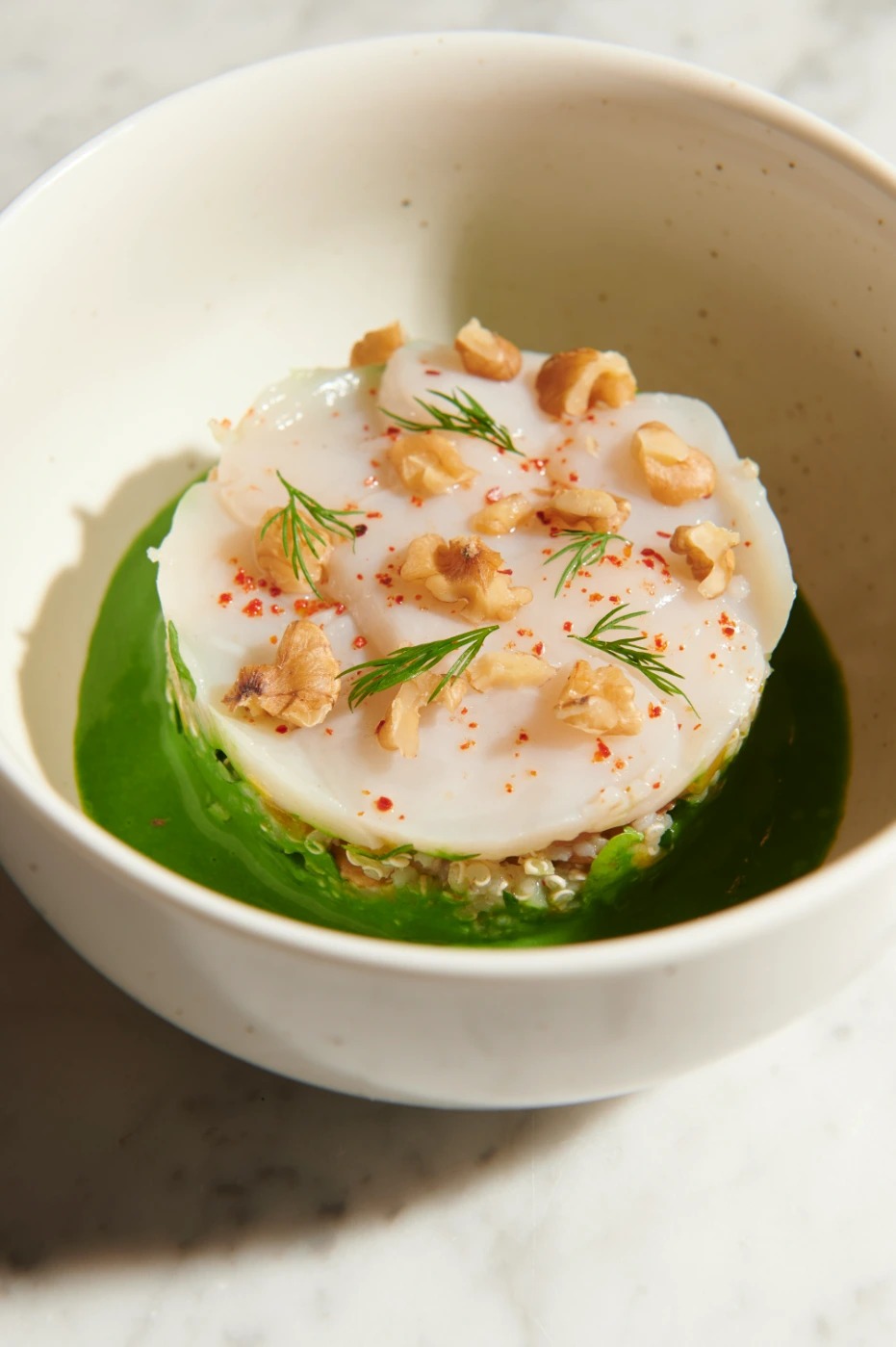 CAPARCCIO DE SAINT-JACQUES, POIREAU, QUINOA, CRESSON, NOIX DE GRENOBLE.Pierre.Lucet.Penato.jpg