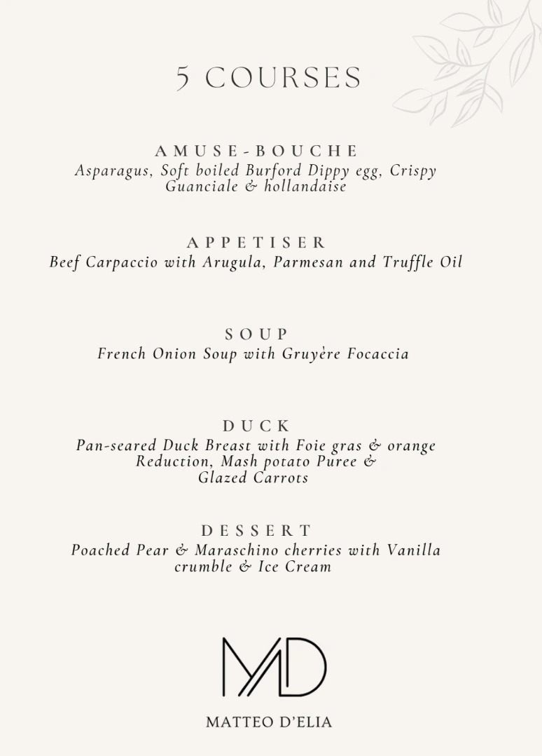 5 Course Menu