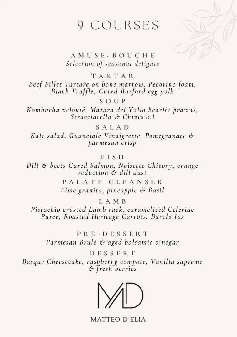 9 Course Menu