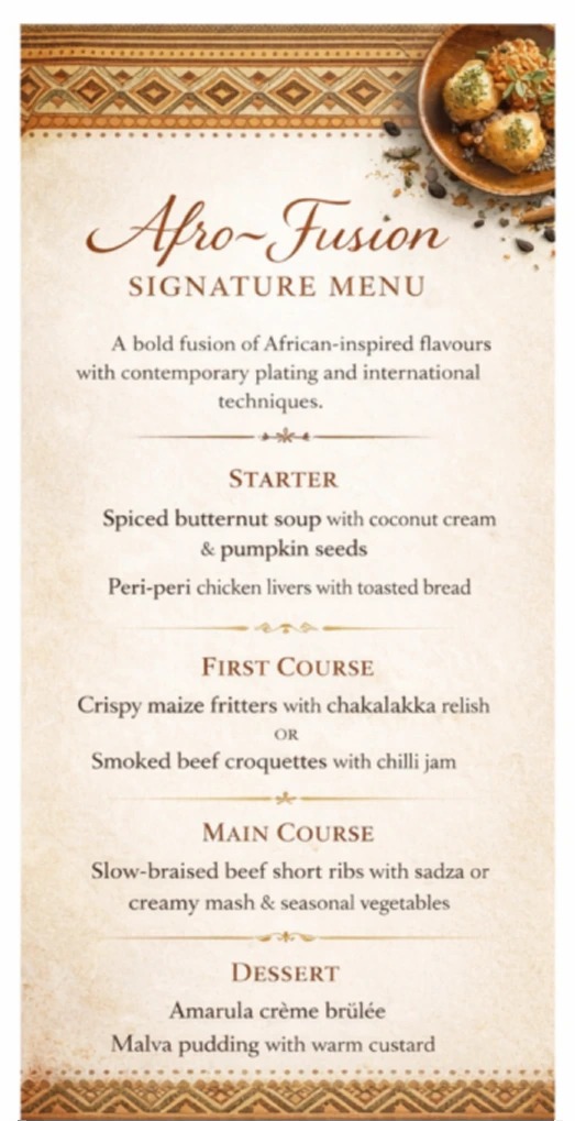 Afro–Fusion Signature Menu