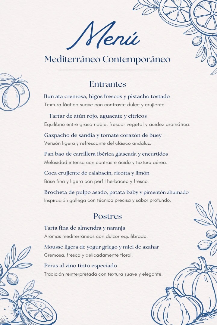 MENÚ MEDITERRÁNEO - CONTEMPORÁNEO
