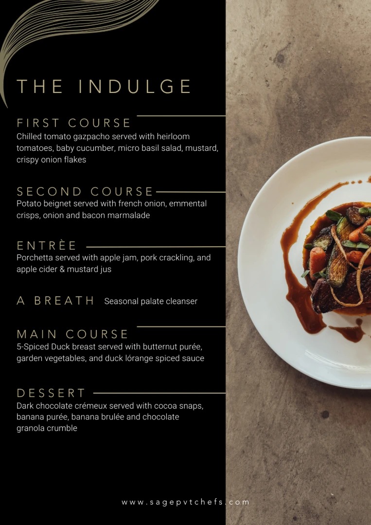 The Indulge Menu