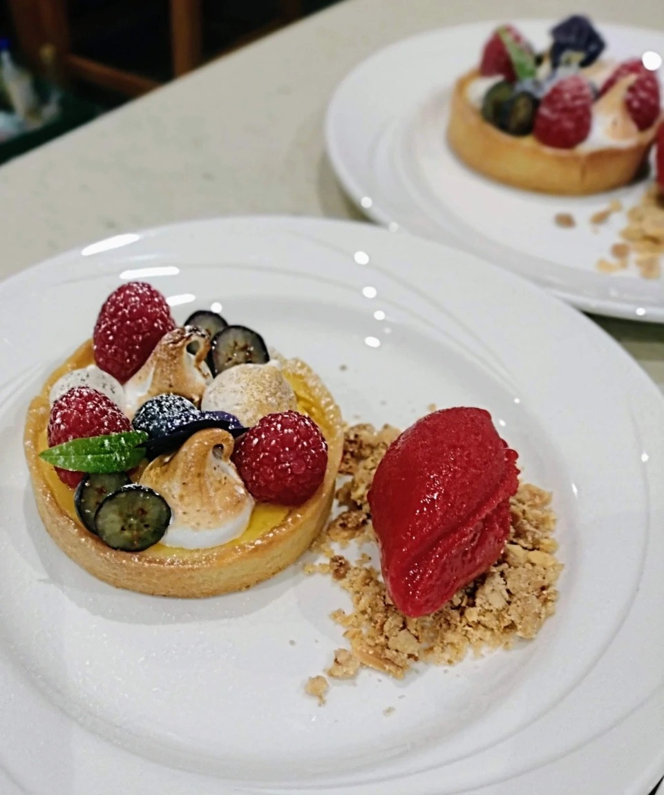 Tart au citron with red berry sorbet private chef Edinburgh Rebecca Banks.jpg