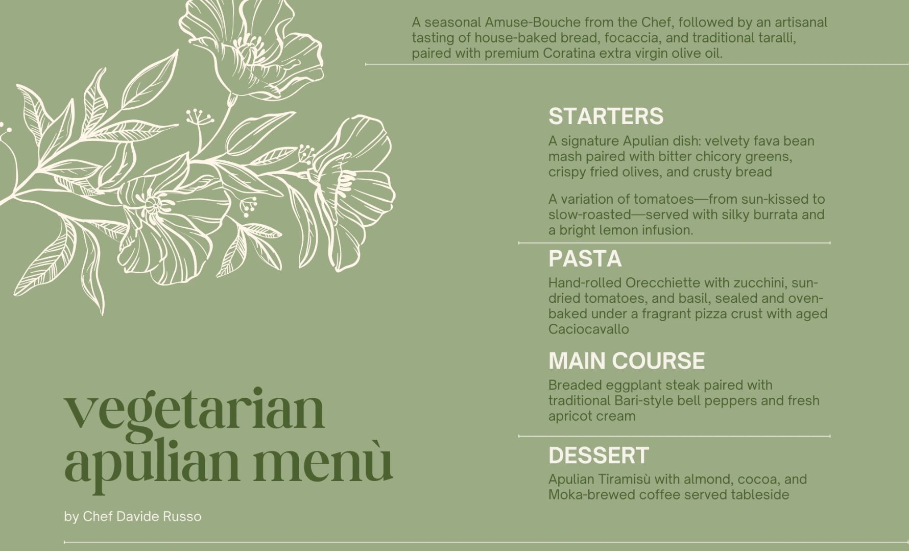 Menù pugliese vegetariano