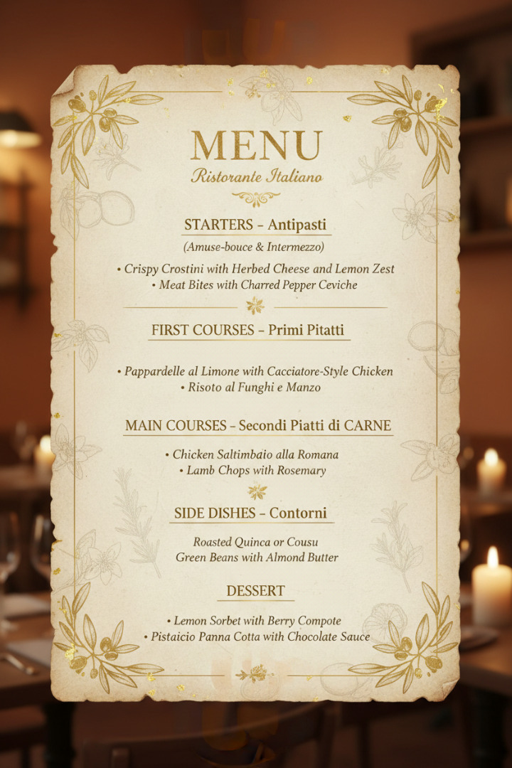 Mediterranean Meat Dinner Menu