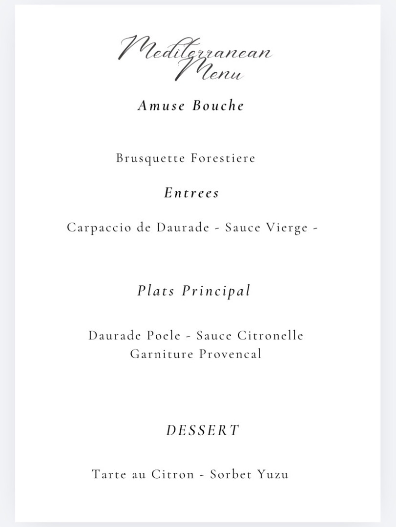 Mediterranean Menu