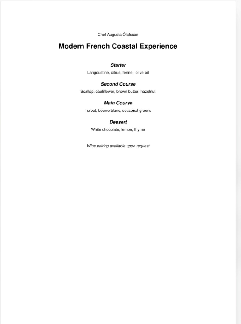 Chef’s Coastal Signature