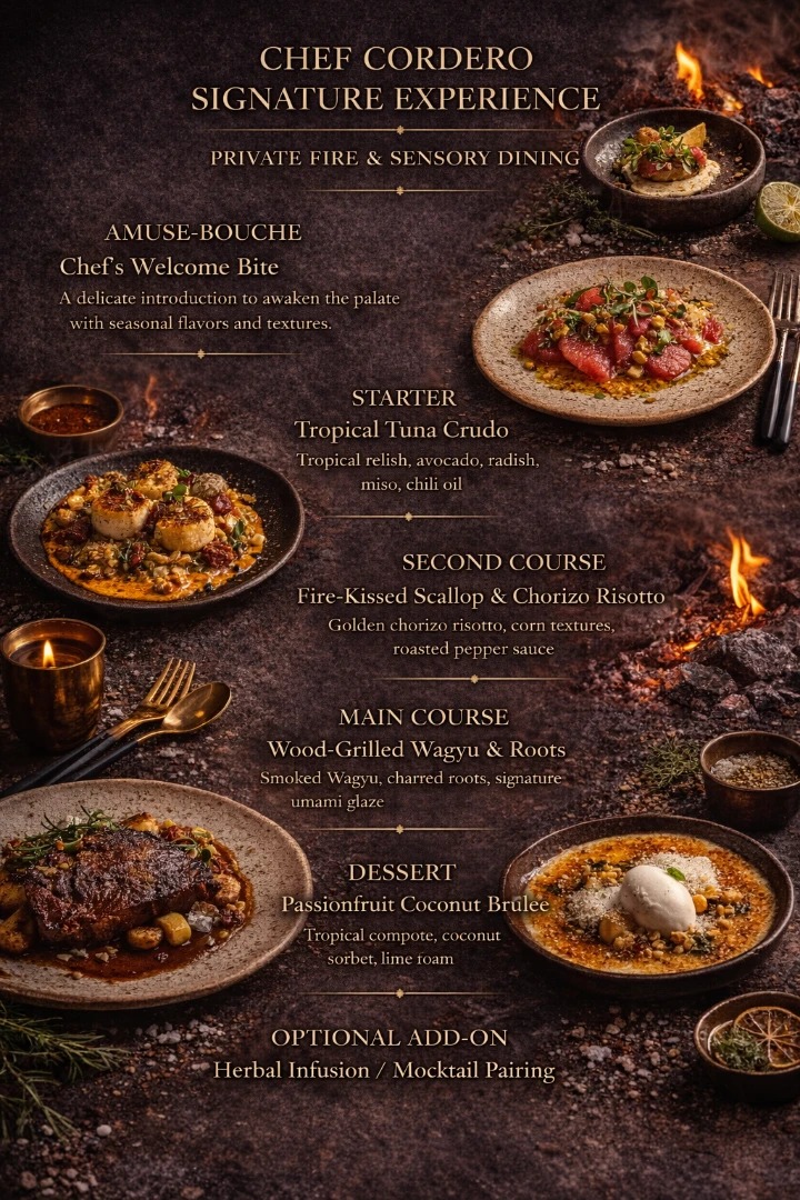 Chef Cordero Signature Experience – Private Fire & Sensory Dining