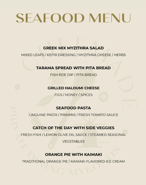 Seafood Menu