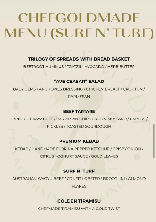 ChefGoldMade Menu (Surf n’ Turf)