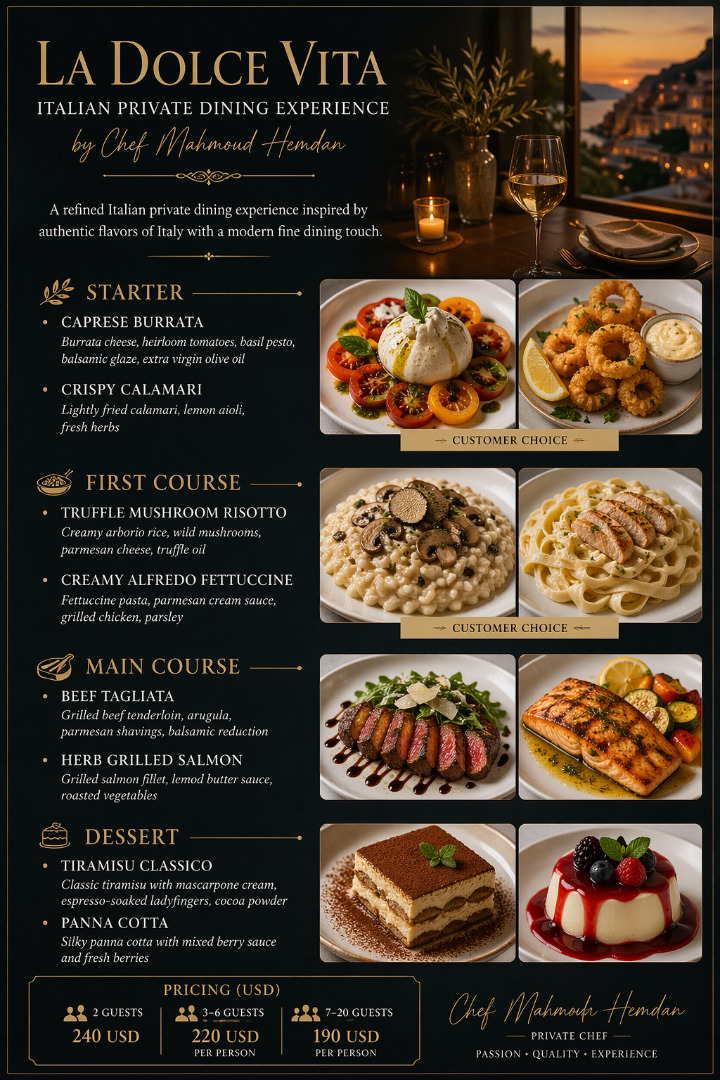 La Dolce Vita – Italian Private Dining Experience by Chef Mahmoud Hemdan