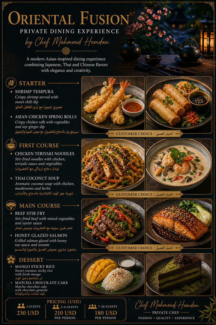 Oriental Fusion Private Dining Experience by Chef Mahmoud Hemdan
