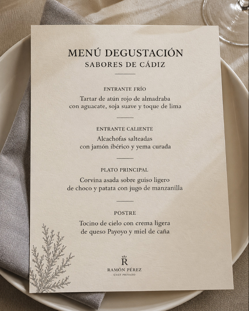 MENÚ DEGUSTACIÓN SABORES DE CÁDIZ