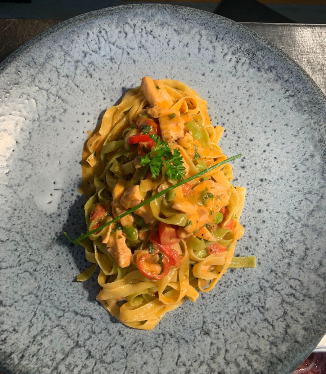 Homemade tagliatelle, seatrout and broad beans, in vine tomato sauce.jpeg Homemade tagliatelle, seatrout and broad beans, in vine tomato sauce.jpeg