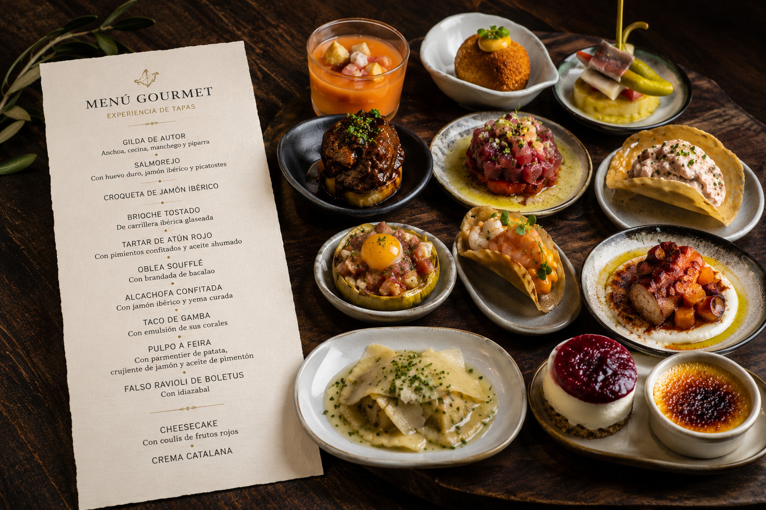 Menú tapas gourmet