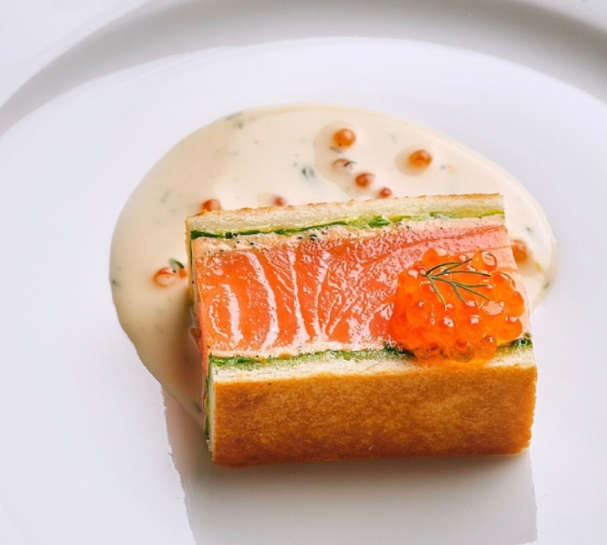 Salad, Salmon, Duck, Custard