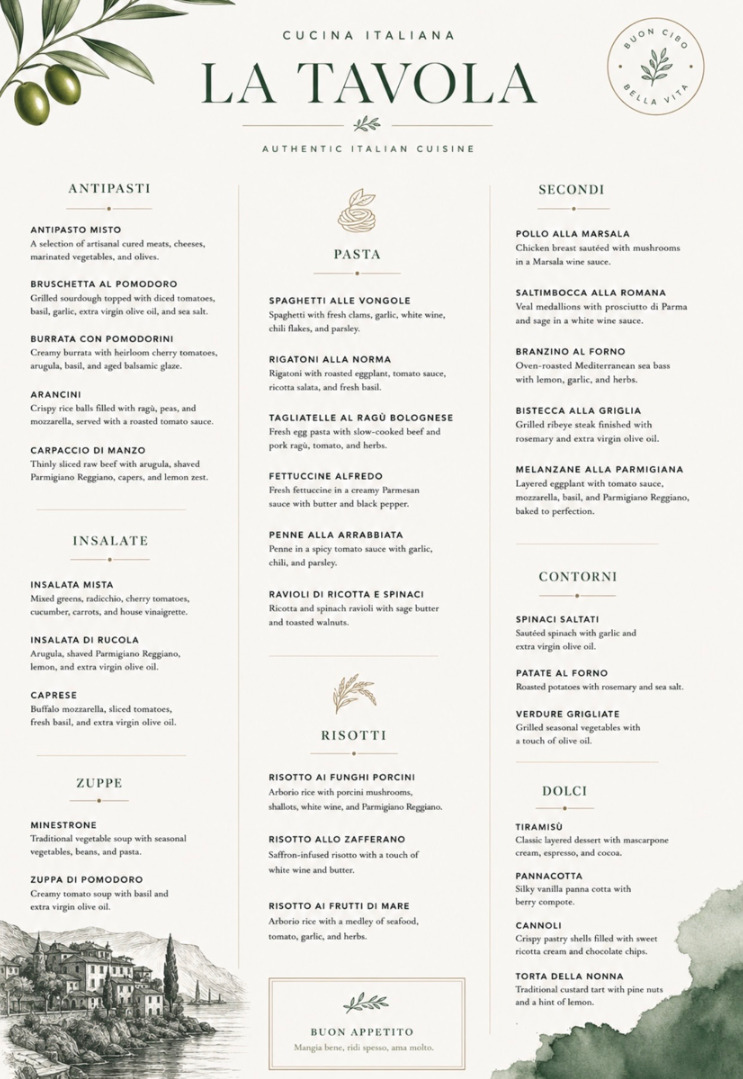 The Italian Season menu