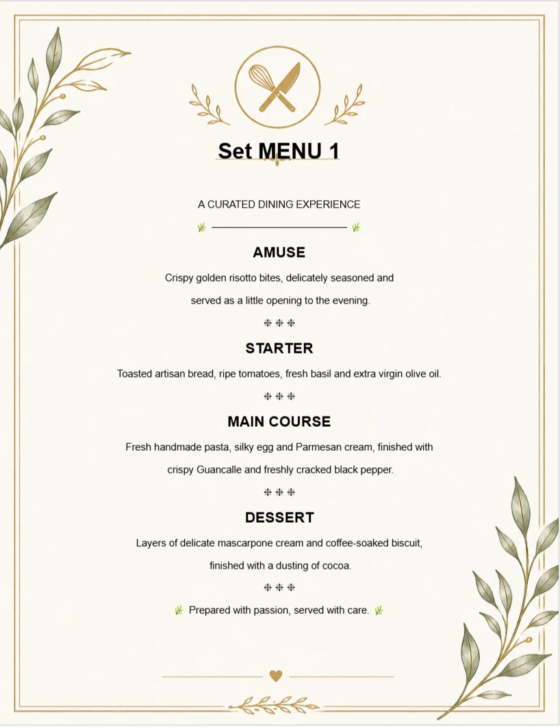 Italian menu