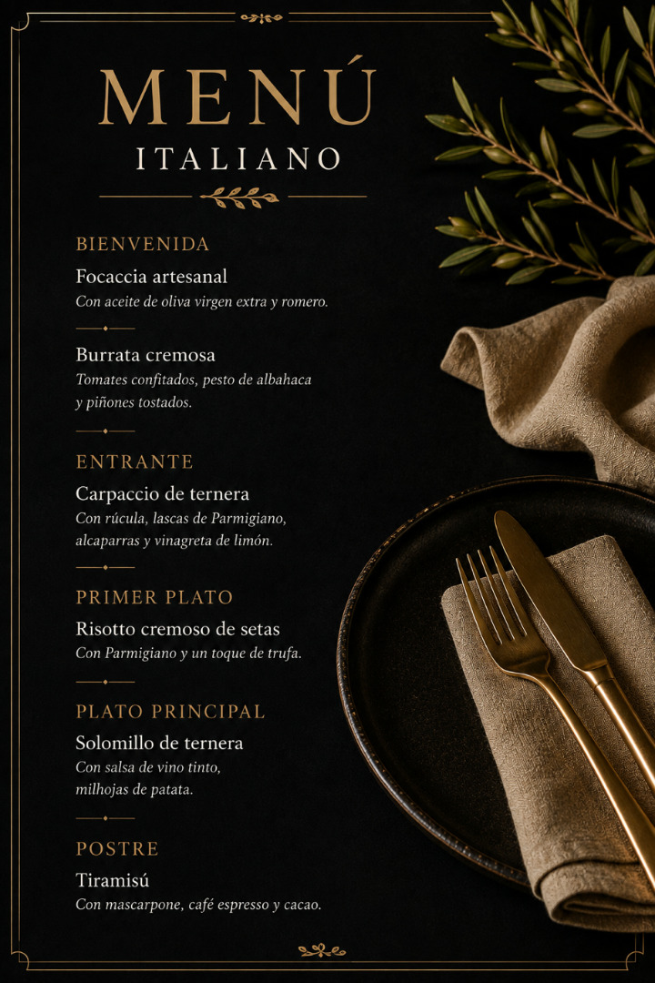 Menú italiano