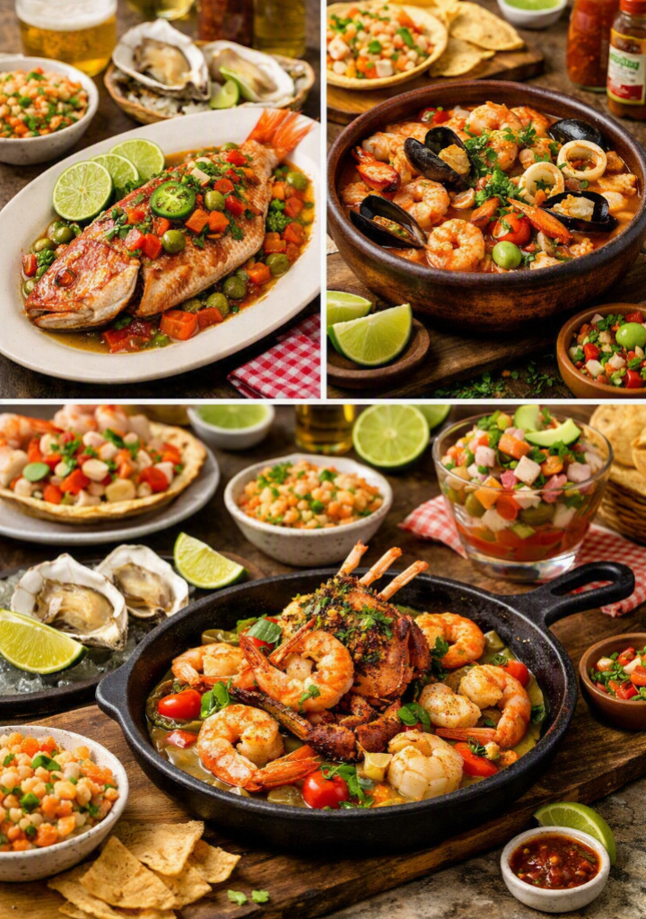 México y sus playas (pescados y mariscos frescos )
