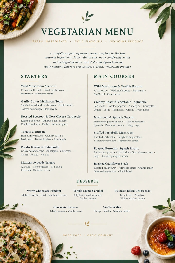 Vegetarian Menu