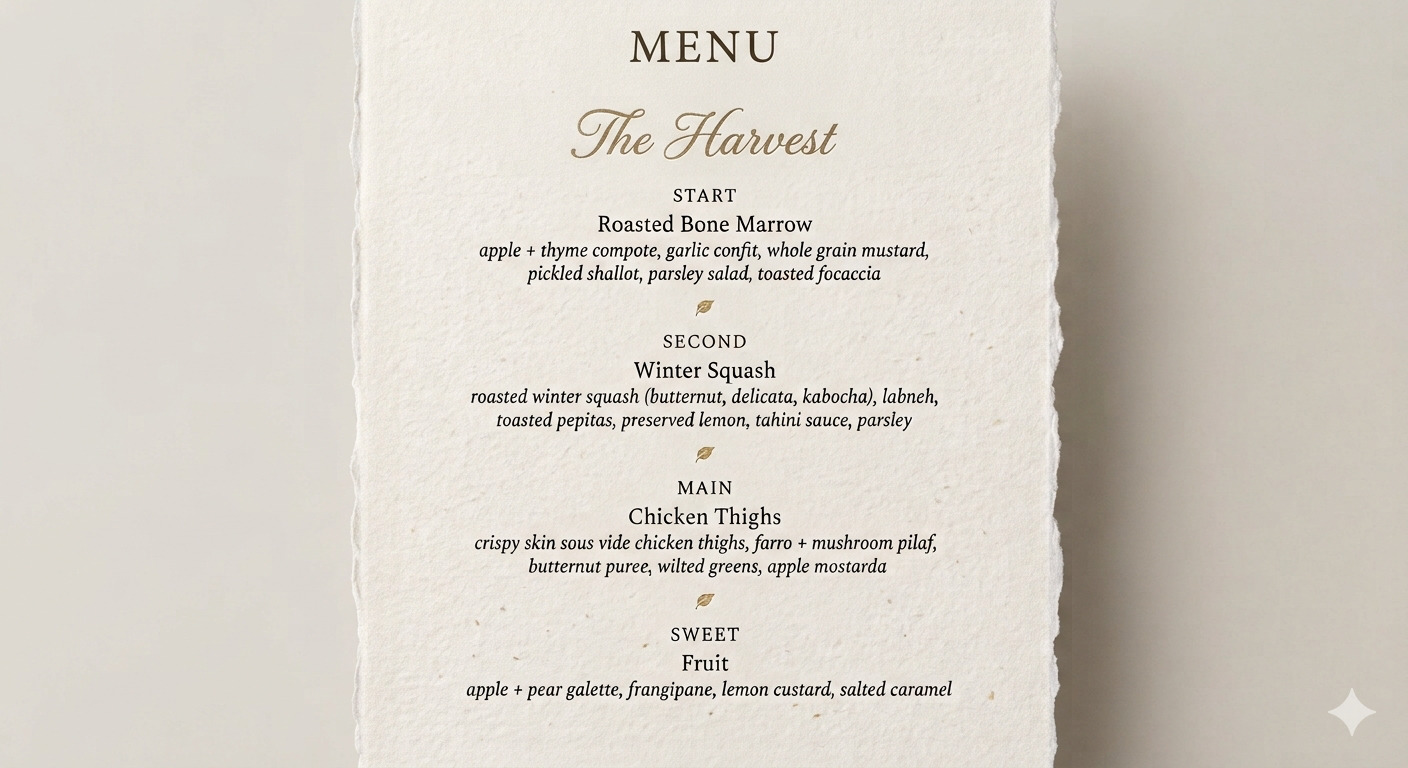 Fall Plated Menu