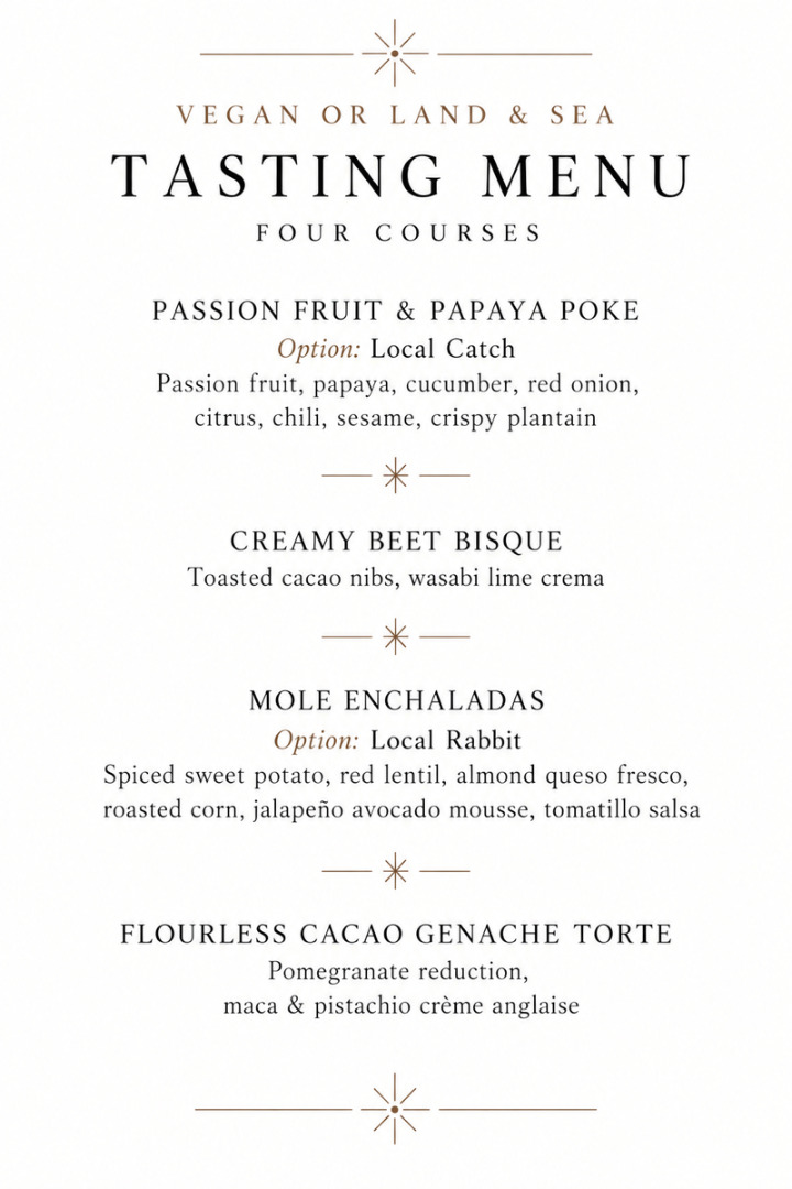 Aphrodisiac tasting menu