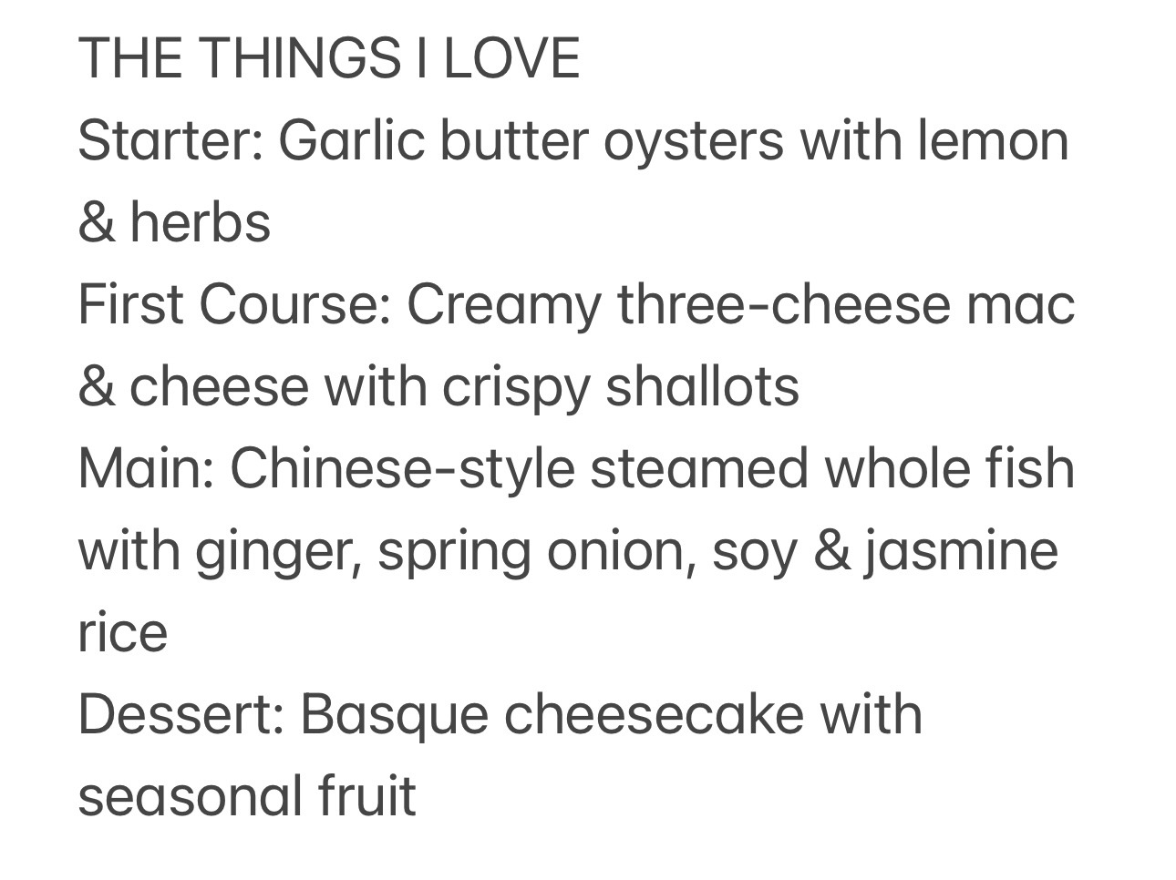 Chef’s Special: The things I love.