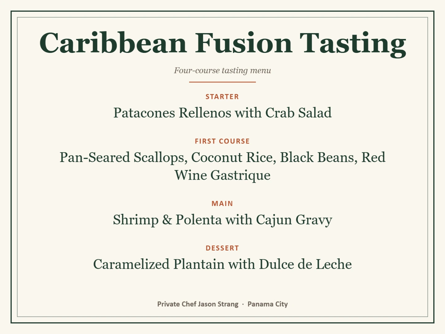 Caribbean Fusion Tasting