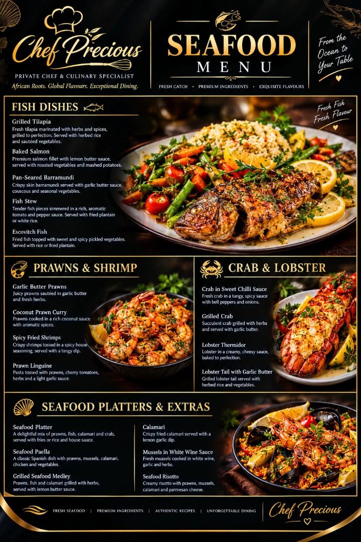 Sea food menu