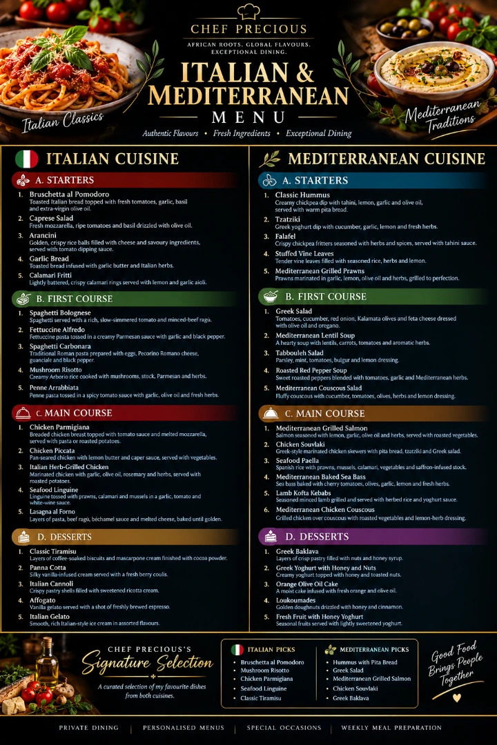 Italian menu