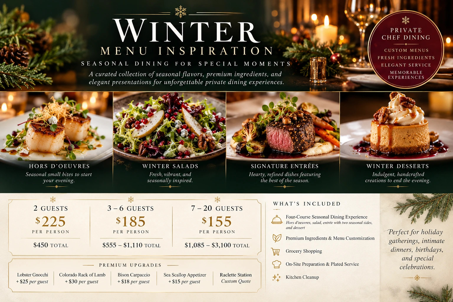 Winter Menu Inspirations-A Seasonal Private Chef Dinning Collection