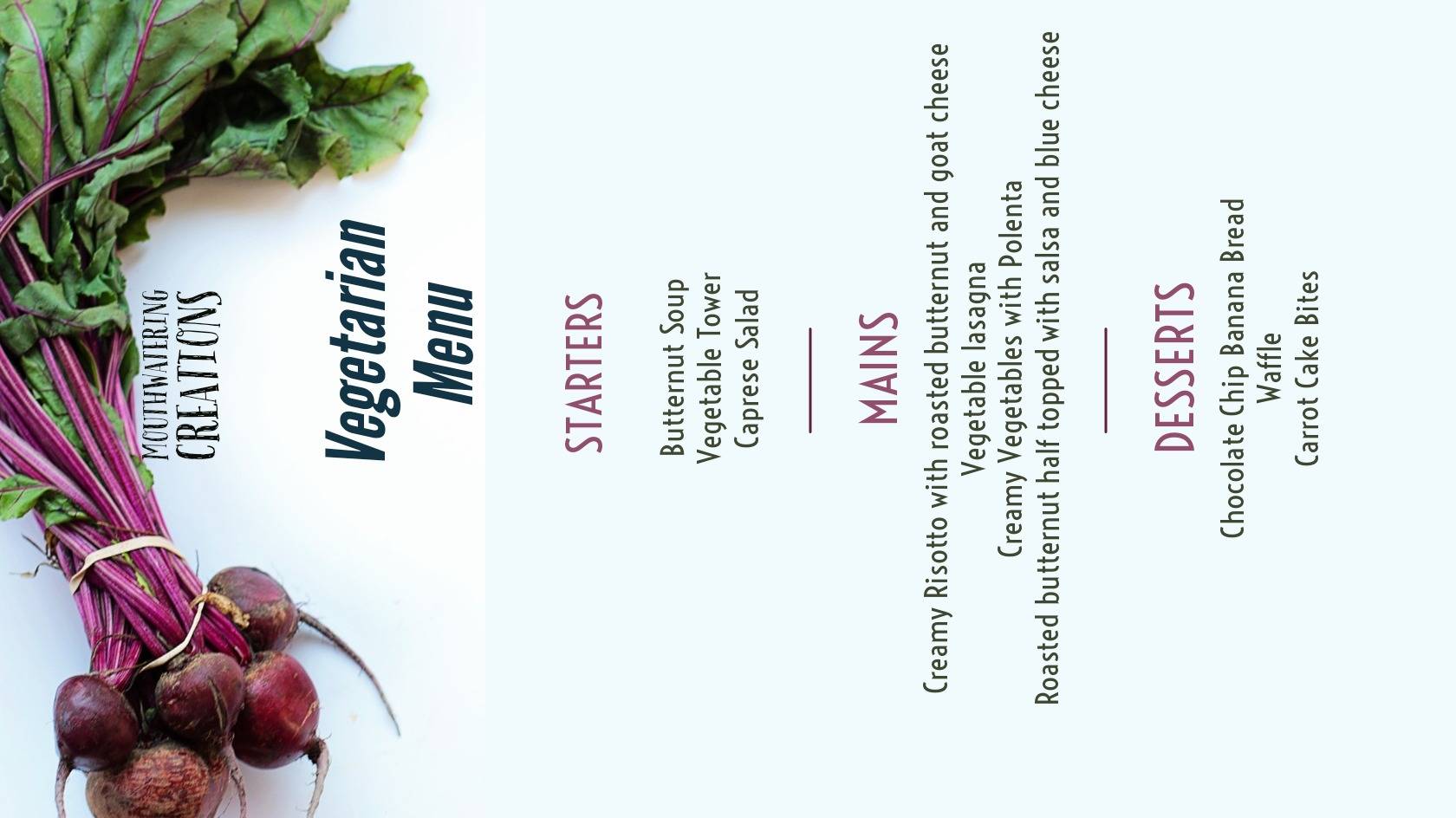 Vegetarian Menu