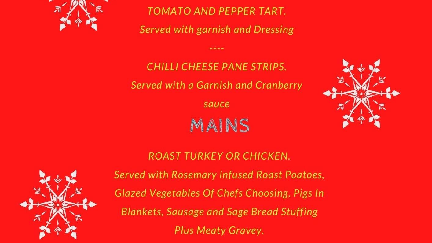 festive menu, 2020